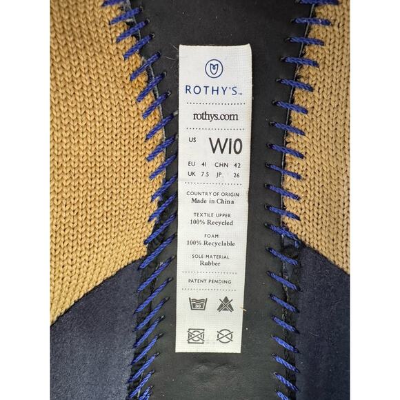 Rothy's Point Gold Herringbone Black Toe Women's Shoes Flats Loafers Retired W10 - Picture 7 of 8